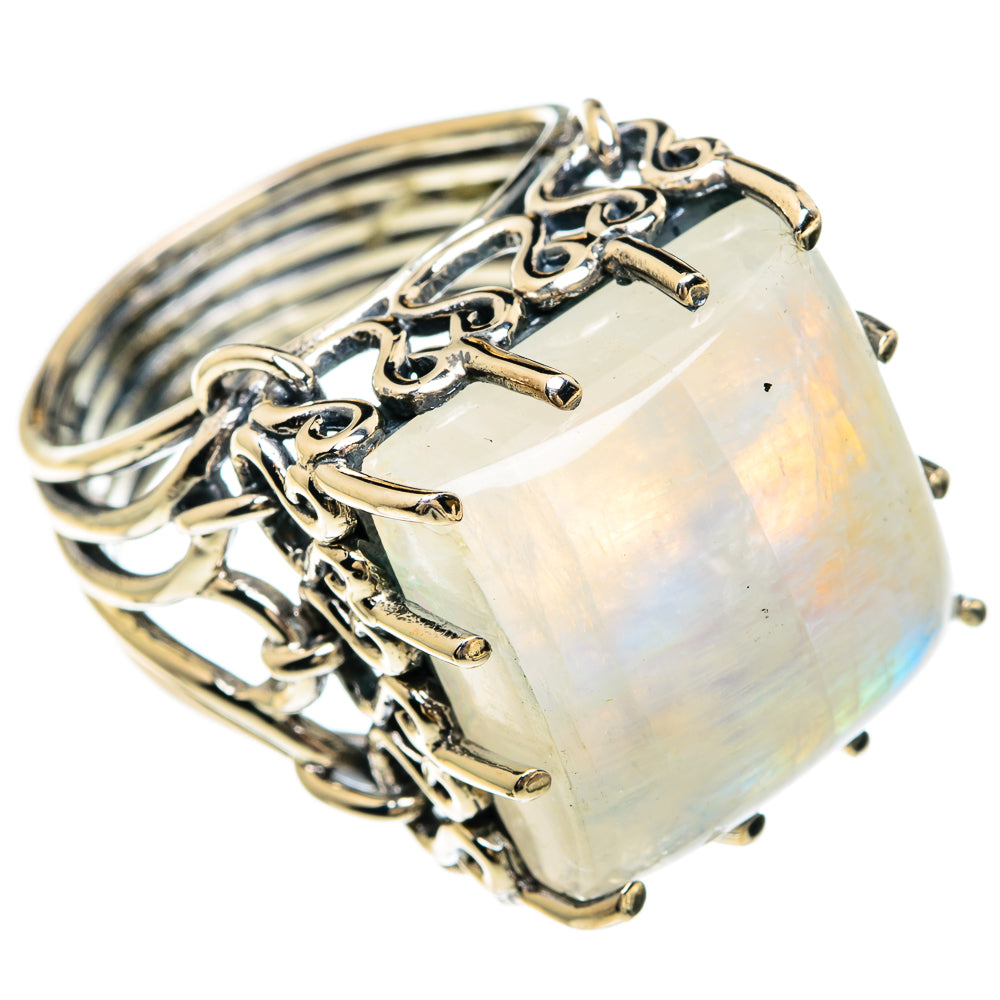 Rainbow Moonstone Rings handcrafted by Anasilvercos - RING82927