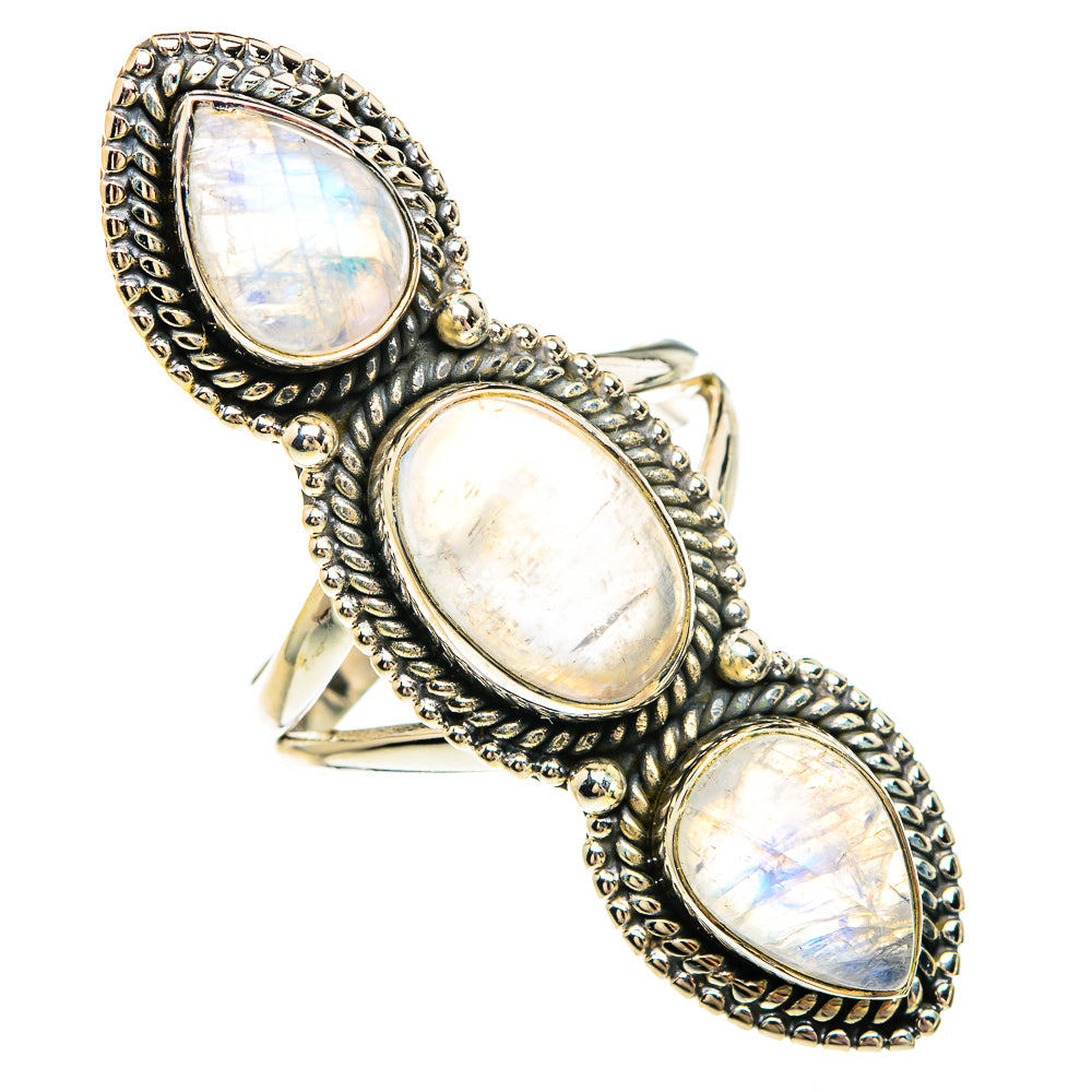Rainbow Moonstone Rings handcrafted by Anasilvercos - RING82928