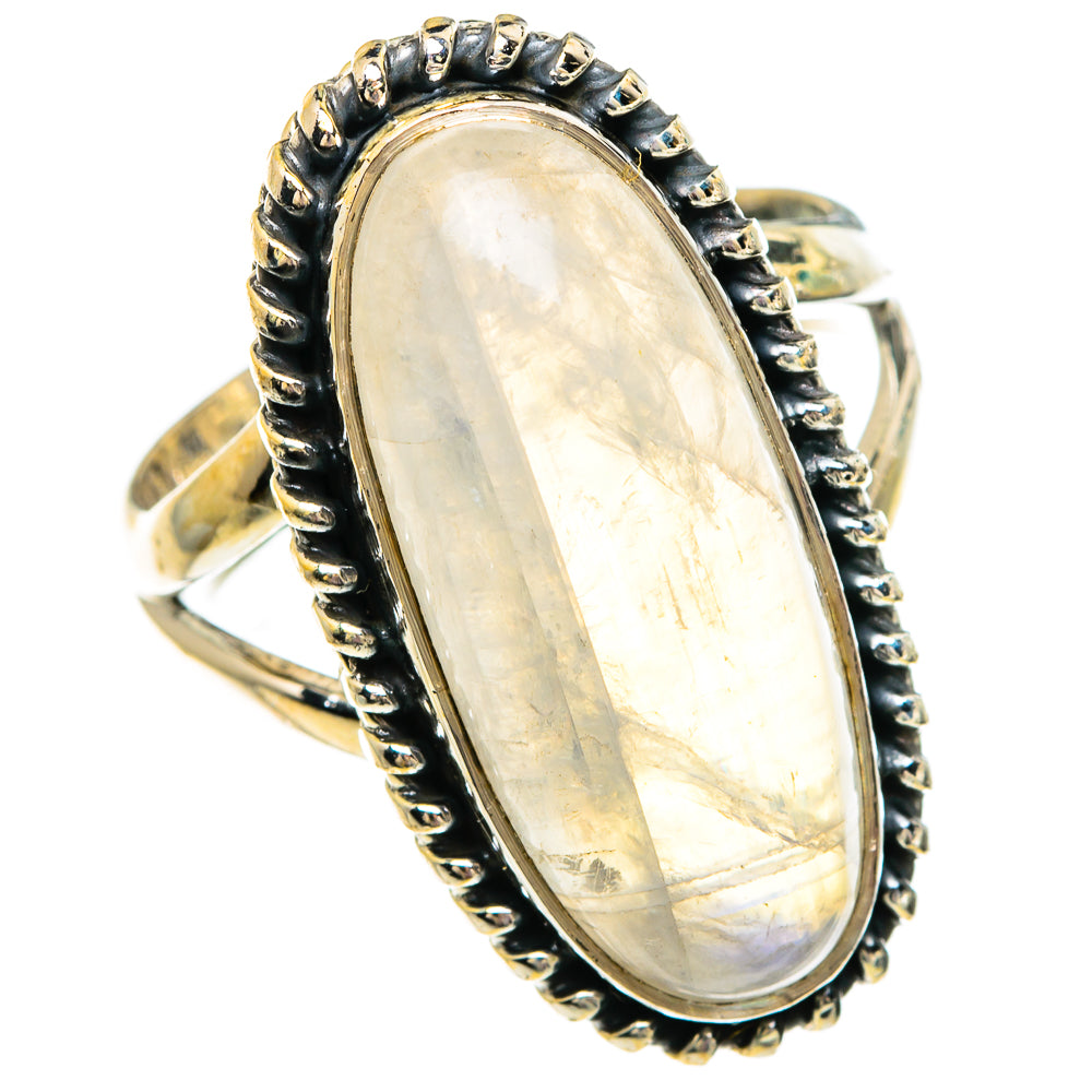 Rainbow Moonstone Rings handcrafted by Anasilvercos - RING82929