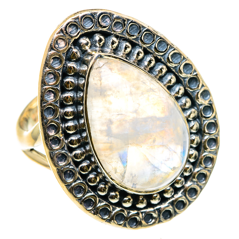 Rainbow Moonstone Rings handcrafted by Anasilvercos - RING83055