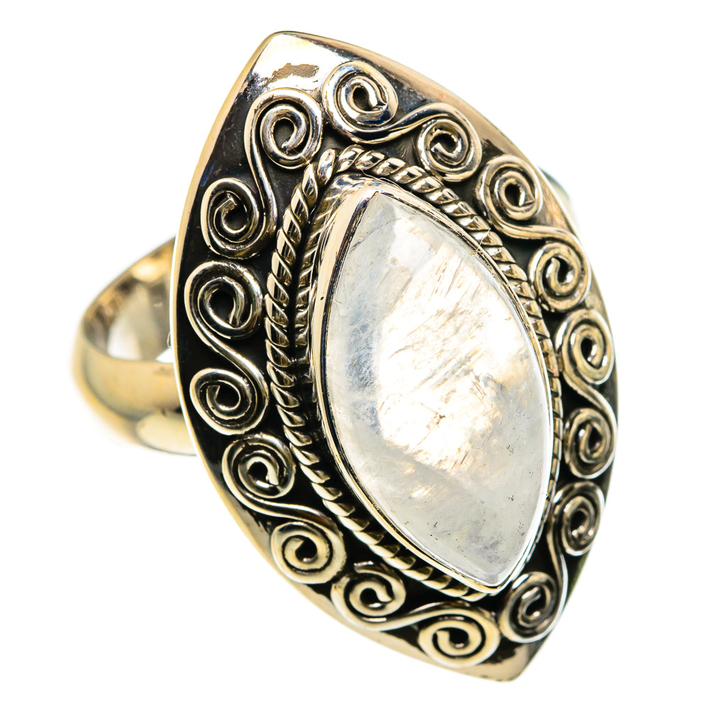 Rainbow Moonstone Rings handcrafted by Anasilvercos - RING83088