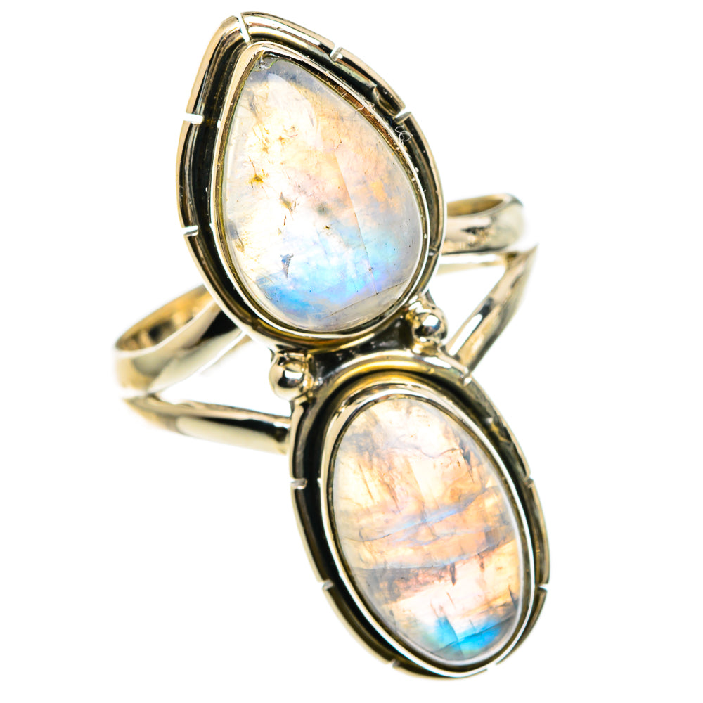 Rainbow Moonstone Rings handcrafted by Anasilvercos - RING83149