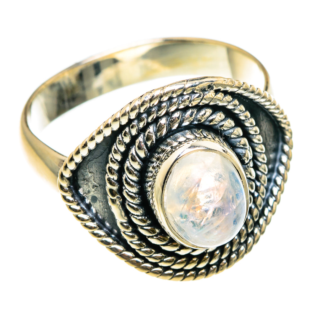 Rainbow Moonstone Rings handcrafted by Anasilvercos - RING83150