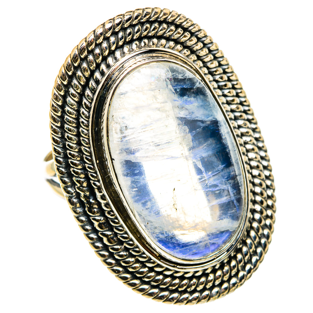 Rainbow Moonstone Rings handcrafted by Anasilvercos - RING83182