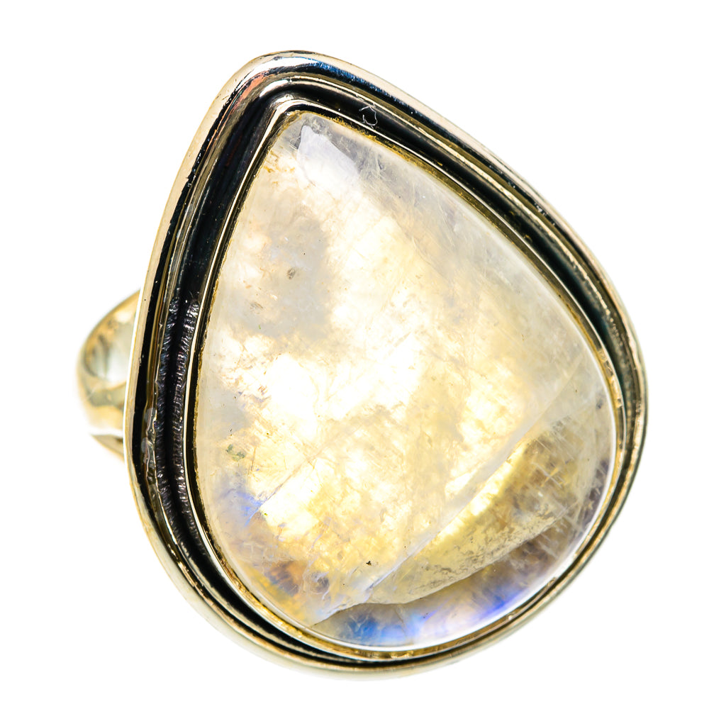 Rainbow Moonstone Rings handcrafted by Anasilvercos - RING83183