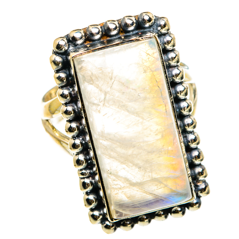 Rainbow Moonstone Rings handcrafted by Anasilvercos - RING83184