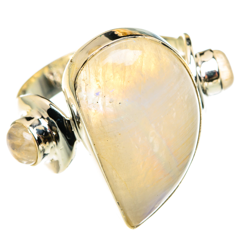 Rainbow Moonstone Rings handcrafted by Anasilvercos - RING83220