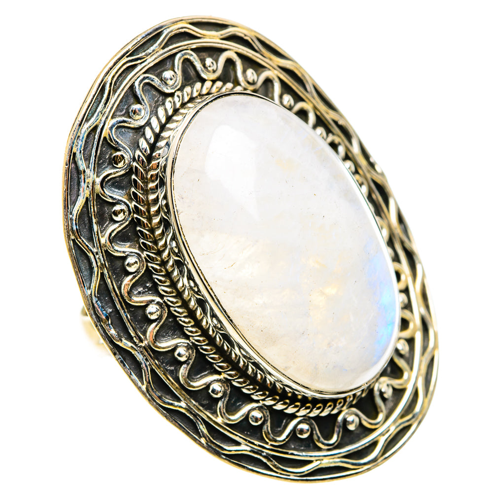 Rainbow Moonstone Rings handcrafted by Anasilvercos - RING83221