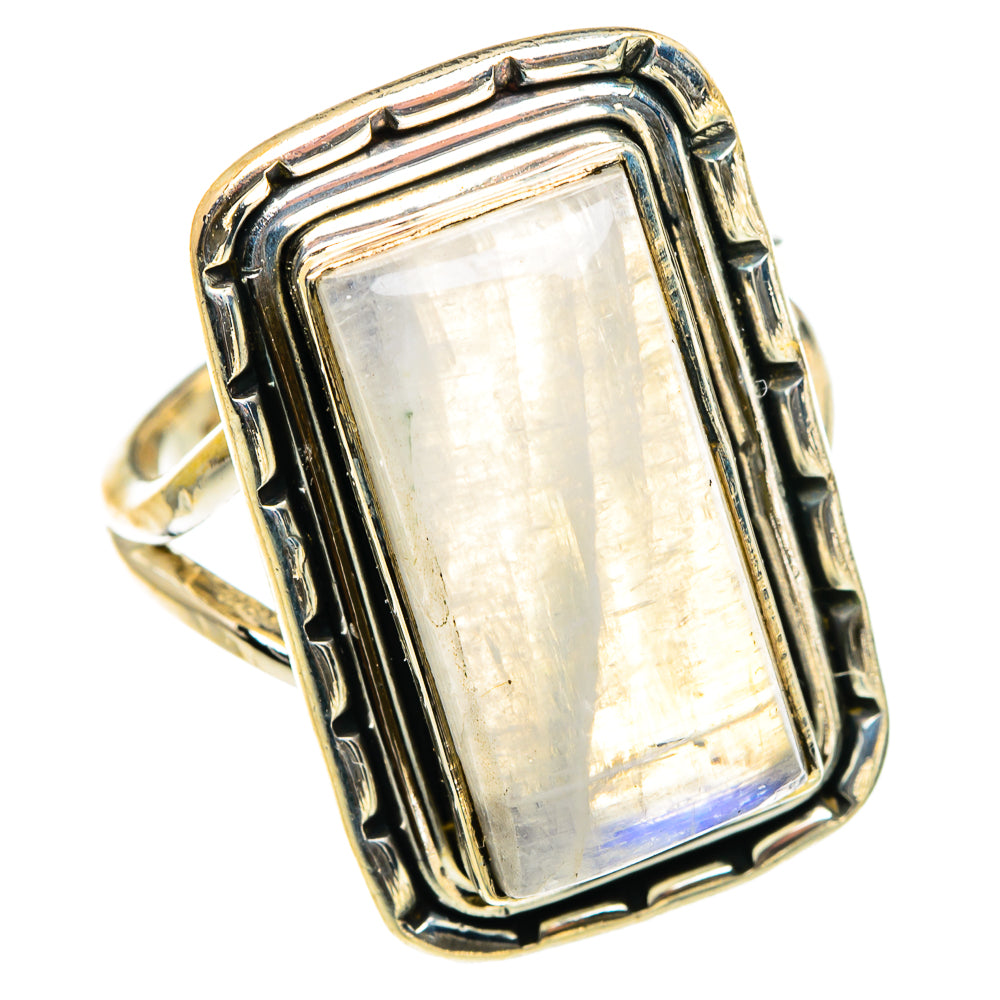 Rainbow Moonstone Rings handcrafted by Anasilvercos - RING83222