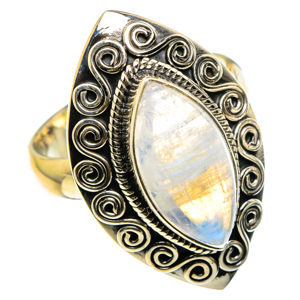 Rainbow Moonstone Rings handcrafted by Anasilvercos - RING83256