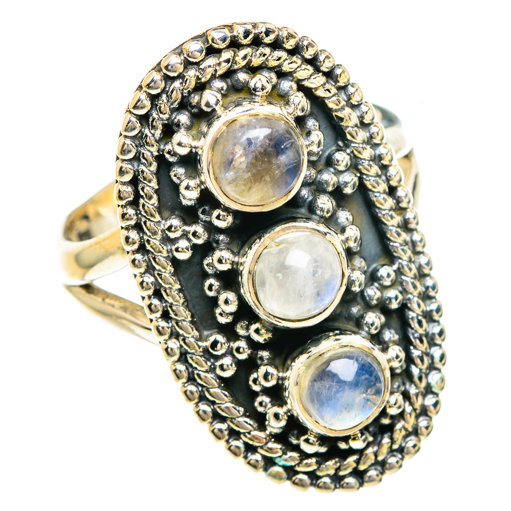 Rainbow Moonstone Rings handcrafted by Anasilvercos - RING83292