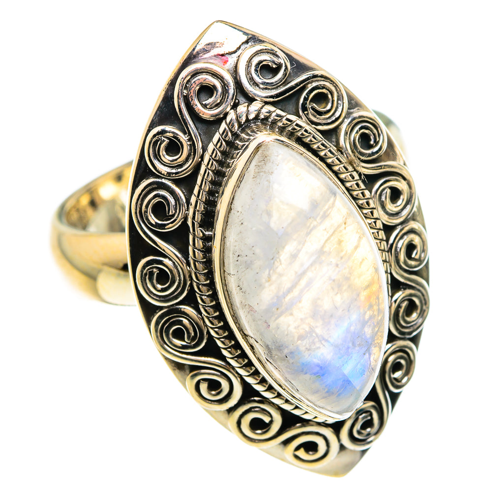 Rainbow Moonstone Rings handcrafted by Anasilvercos - RING83330