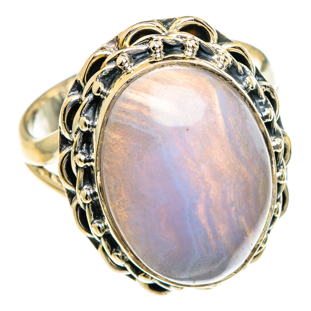 Blue Lace Agate Rings handcrafted by Anasilvercos - RING83365