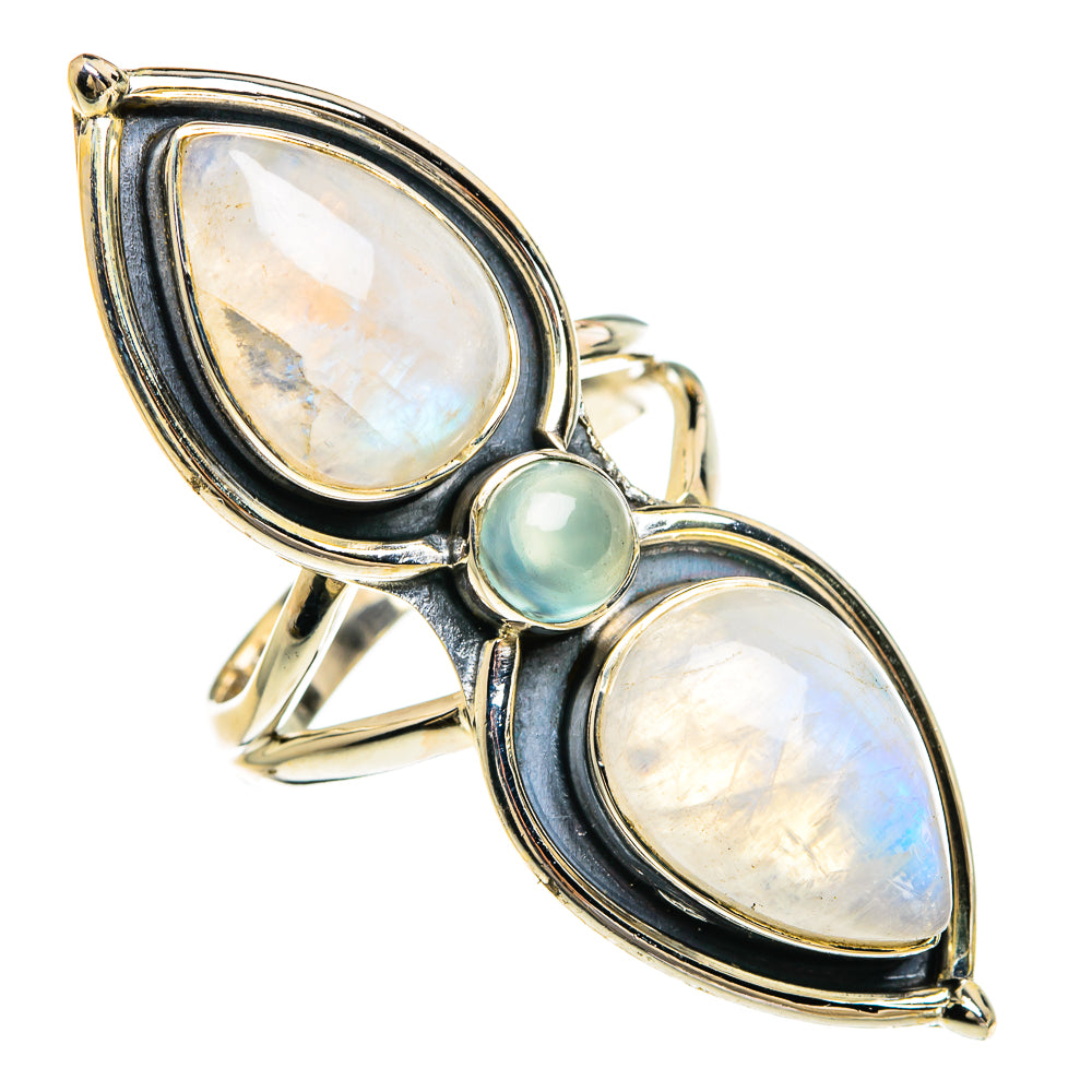 Rainbow Moonstone Rings handcrafted by Anasilvercos - RING83475