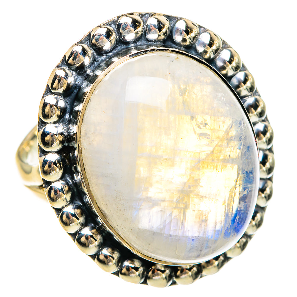 Rainbow Moonstone Rings handcrafted by Anasilvercos - RING83476