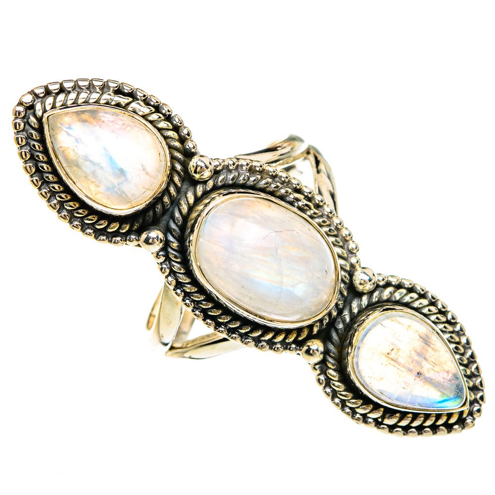 Rainbow Moonstone Rings handcrafted by Anasilvercos - RING83512