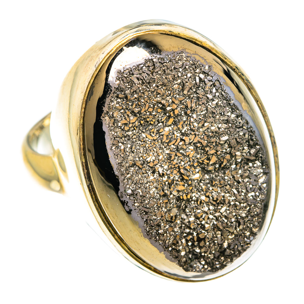 Spectro Pyrite Druzy Rings handcrafted by Anasilvercos - RING83537