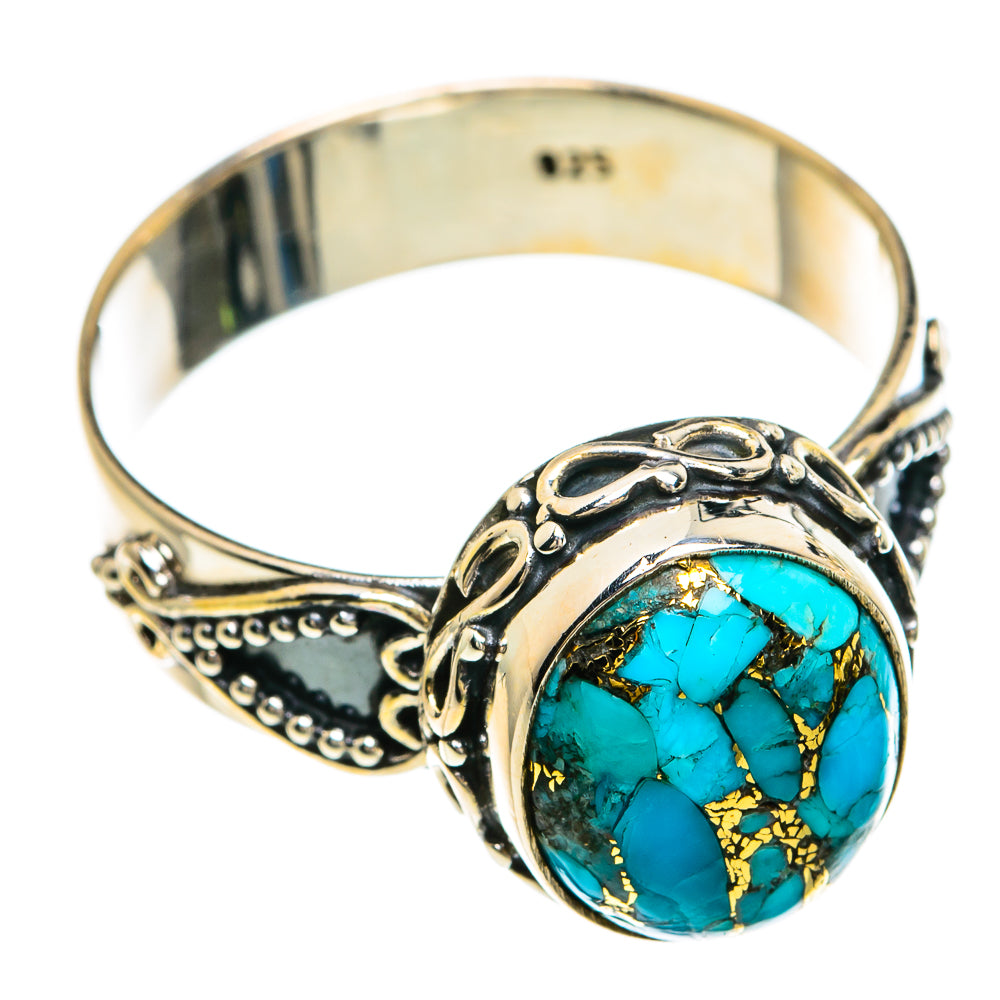 Blue Copper Composite Turquoise Rings handcrafted by Anasilvercos - RING83561