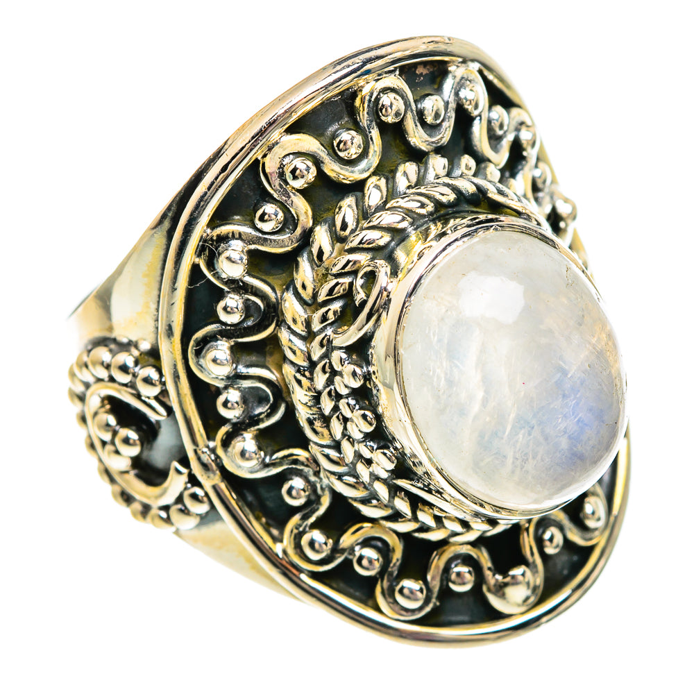 Rainbow Moonstone Rings handcrafted by Anasilvercos - RING83592