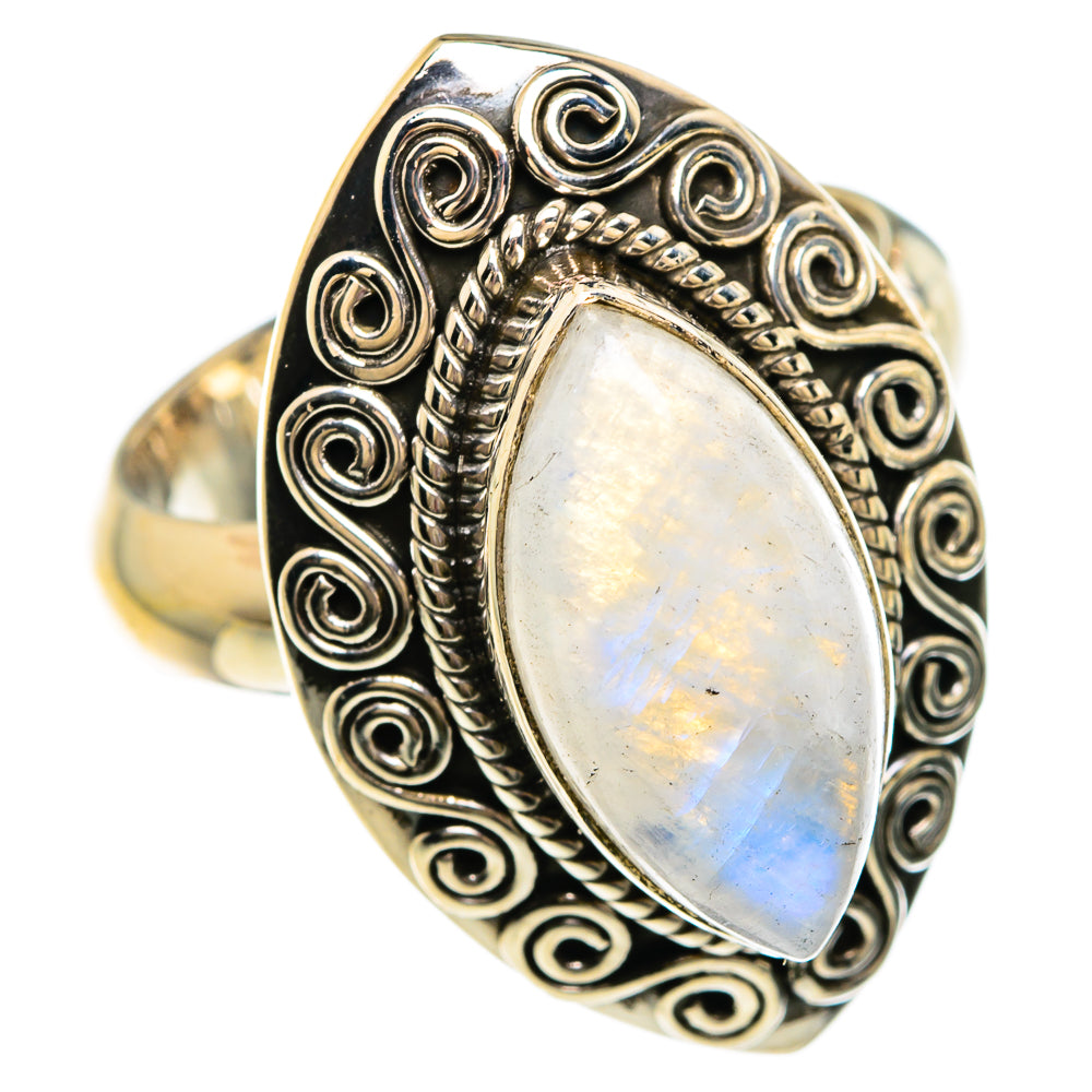 Rainbow Moonstone Rings handcrafted by Anasilvercos - RING83593