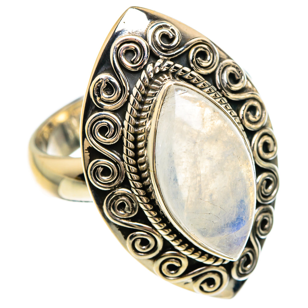 Rainbow Moonstone Rings handcrafted by Anasilvercos - RING83715