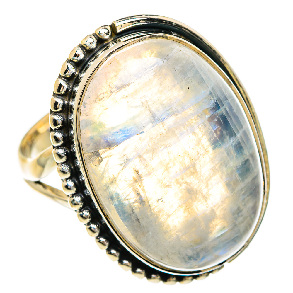 Rainbow Moonstone Rings handcrafted by Anasilvercos - RING83792