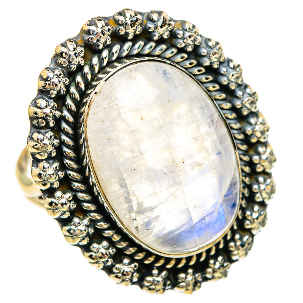 Rainbow Moonstone Rings handcrafted by Anasilvercos - RING83825