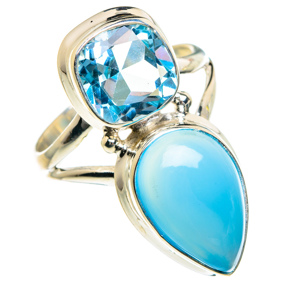 Aqua Chalcedony Rings handcrafted by Anasilvercos - RING84013