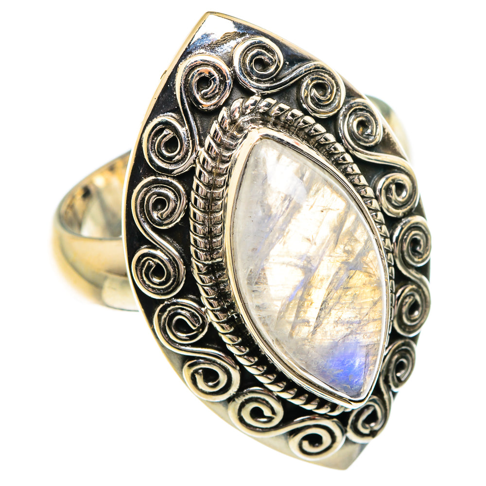 Rainbow Moonstone Rings handcrafted by Anasilvercos - RING84402