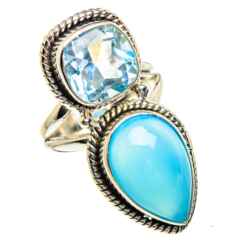 Aqua Chalcedony Rings handcrafted by Anasilvercos - RING84448