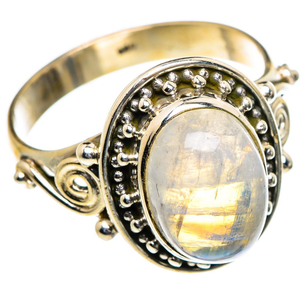 Rainbow Moonstone Rings handcrafted by Anasilvercos - RING84506