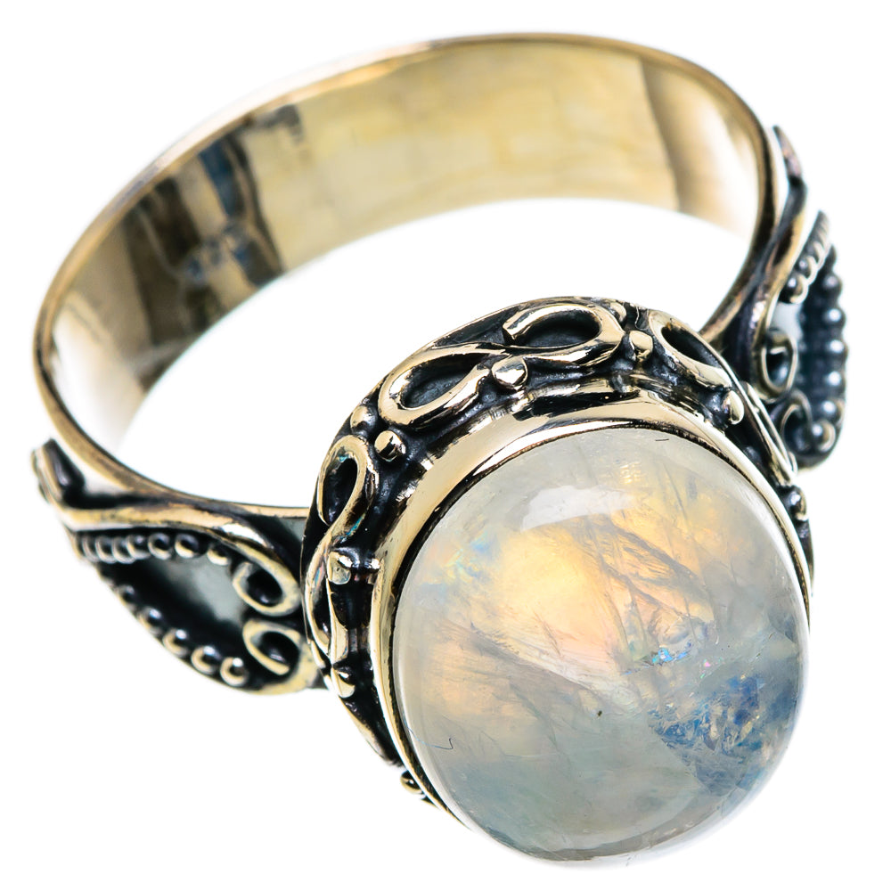 Rainbow Moonstone Rings handcrafted by Anasilvercos - RING84540