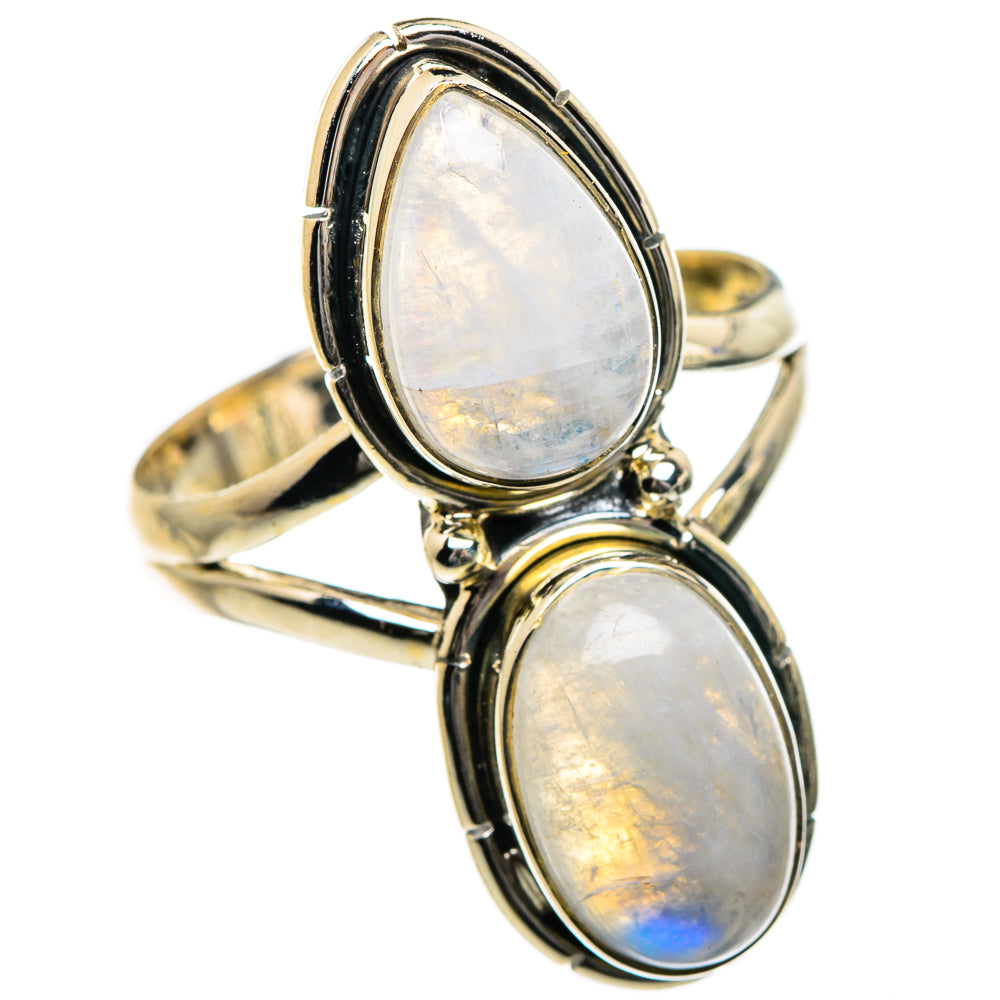 Rainbow Moonstone Rings handcrafted by Anasilvercos - RING84656