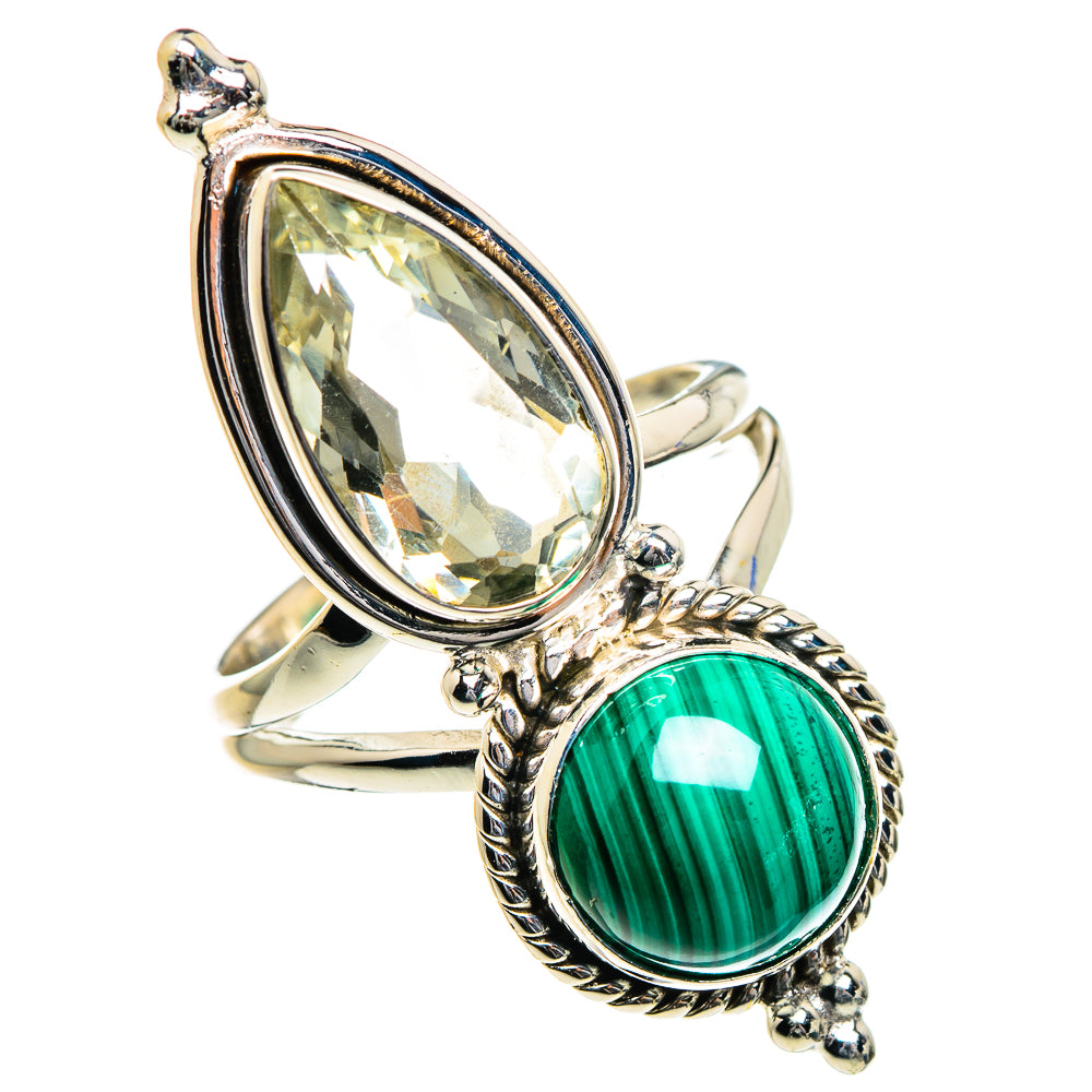 Malachite, Green Amethyst Rings handcrafted by Anasilvercos - RING84726