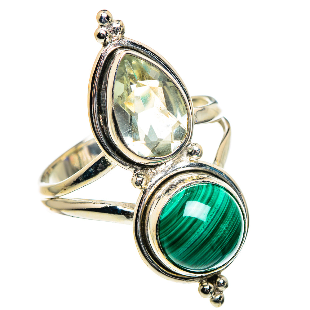 Malachite, Green Amethyst Rings handcrafted by Anasilvercos - RING84728