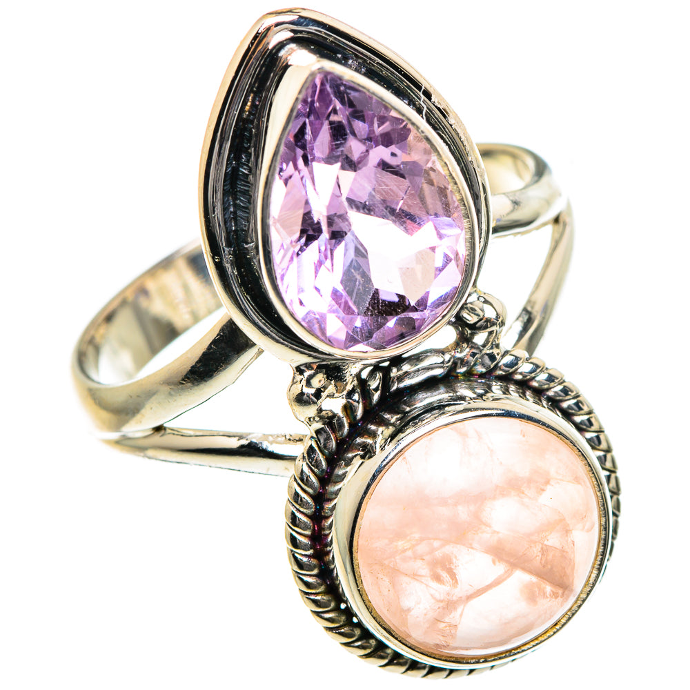 Rose Quartz, Amethyst Rings handcrafted by Anasilvercos - RING84741