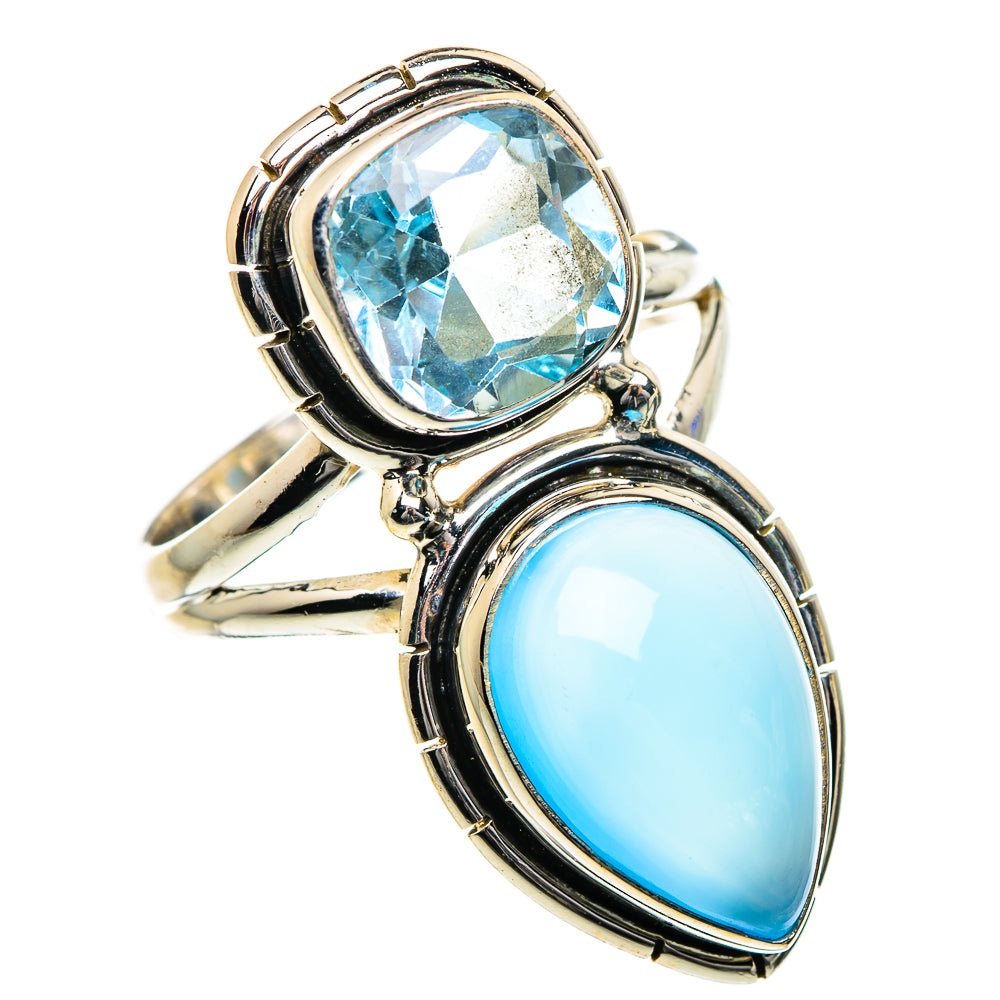 Aqua Chalcedony, Blue Topaz Rings handcrafted by Anasilvercos - RING84748