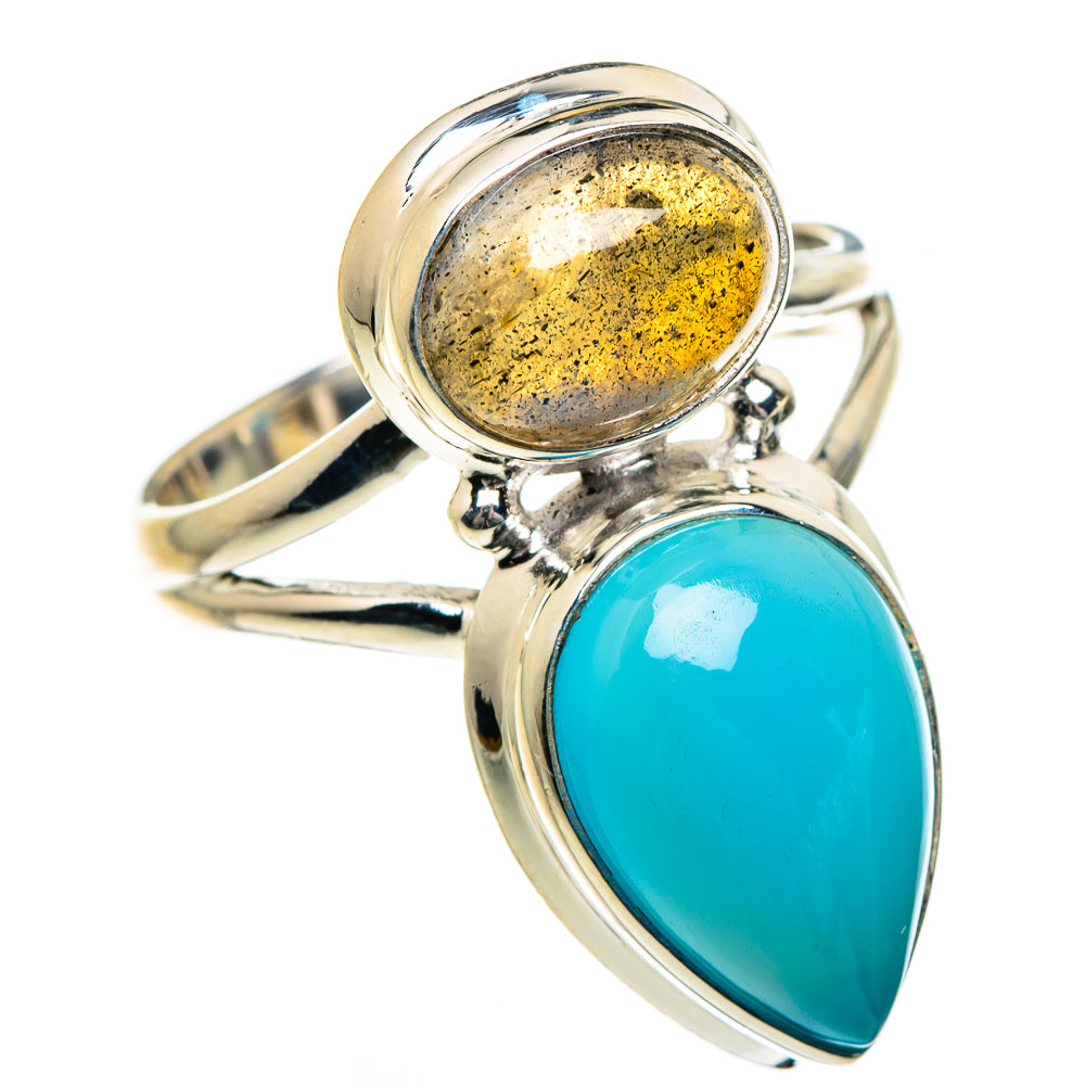 Larimar, Labradorite Rings handcrafted by Anasilvercos - RING84751