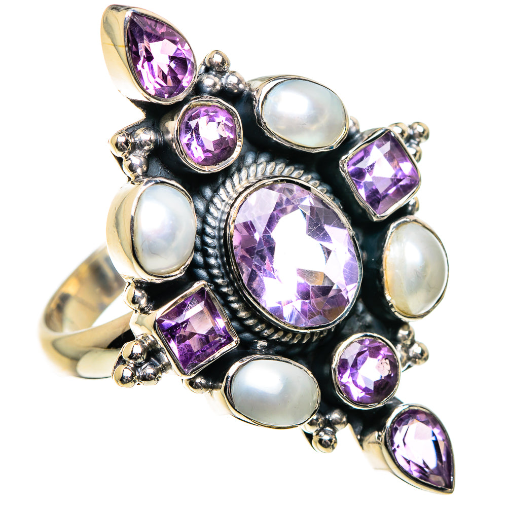 Amethyst, Cultured Pearl Rings handcrafted by Anasilvercos - RING84761