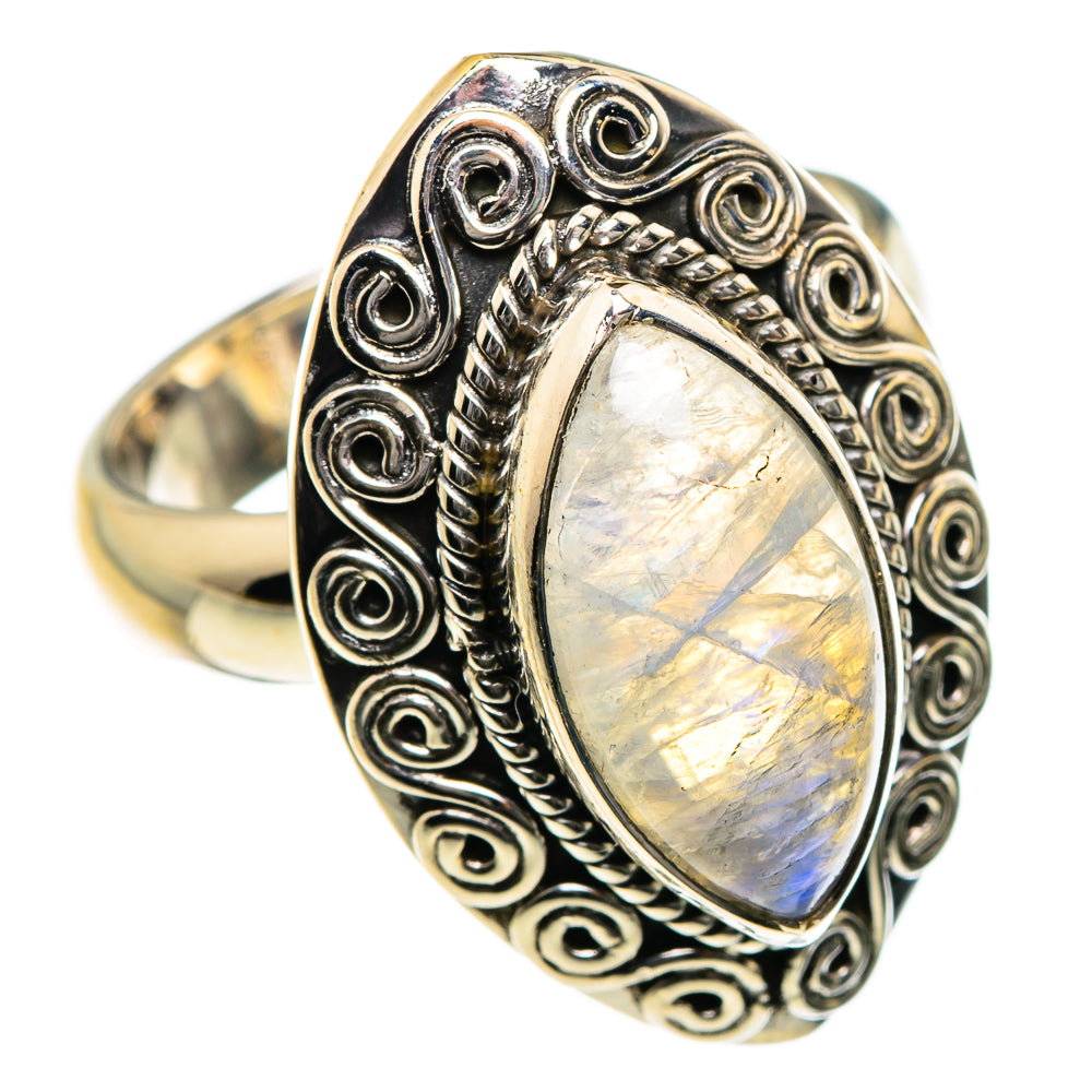 Rainbow Moonstone Rings handcrafted by Anasilvercos - RING84766