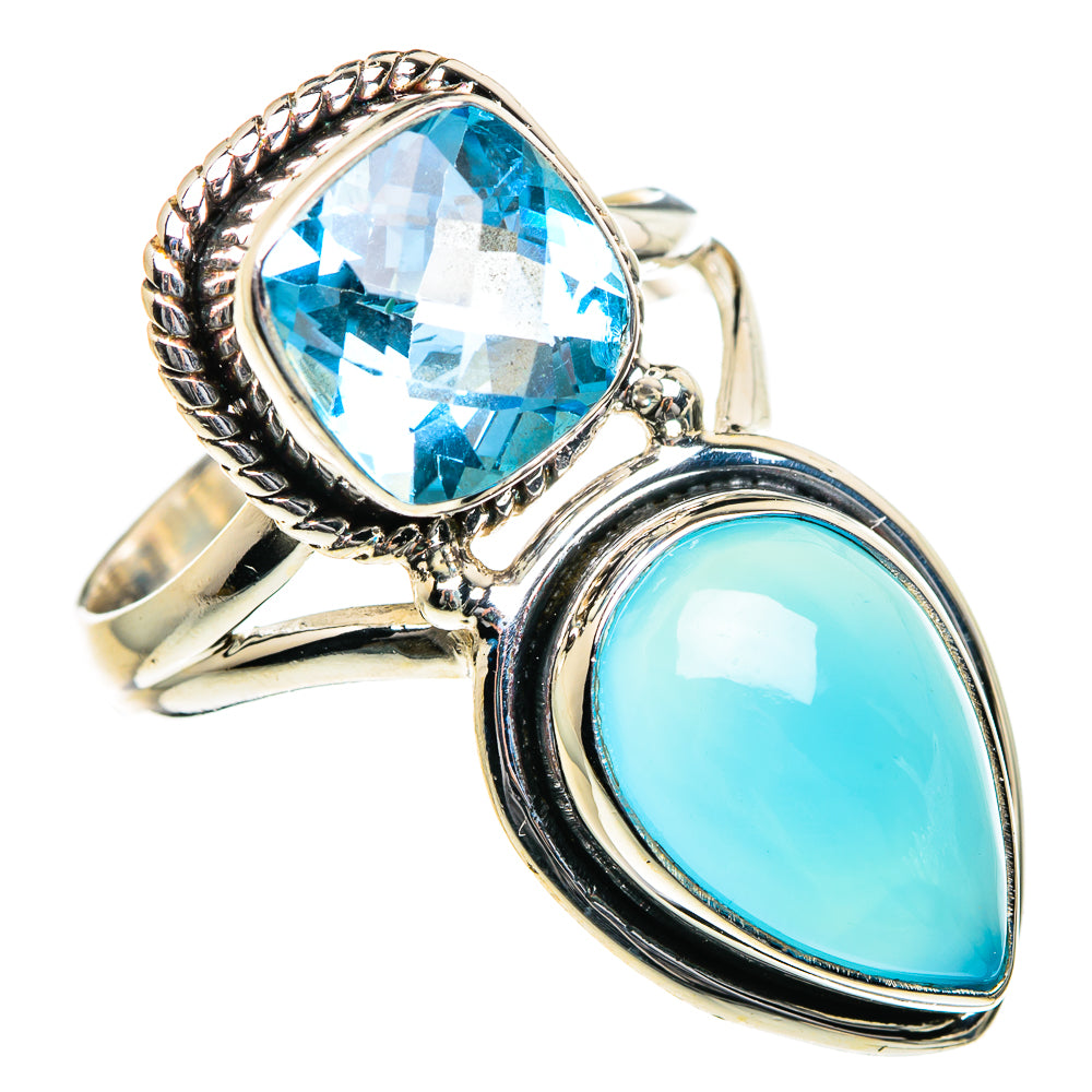 Aqua Chalcedony, Blue Topaz Rings handcrafted by Anasilvercos - RING84771