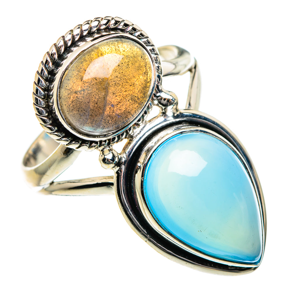 Aqua Chalcedony, Labradorite Rings handcrafted by Anasilvercos - RING84772