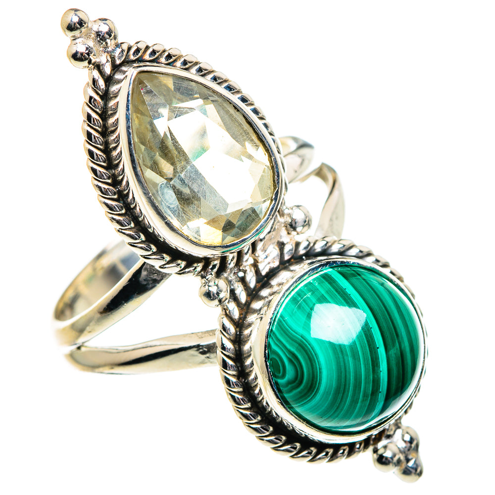 Malachite, Green Amethyst Rings handcrafted by Anasilvercos - RING84775