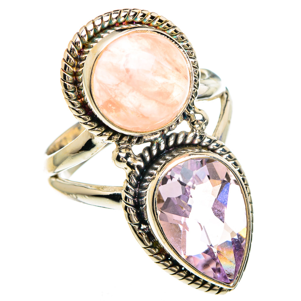 Amethyst, Rose Quartz Rings handcrafted by Anasilvercos - RING84822