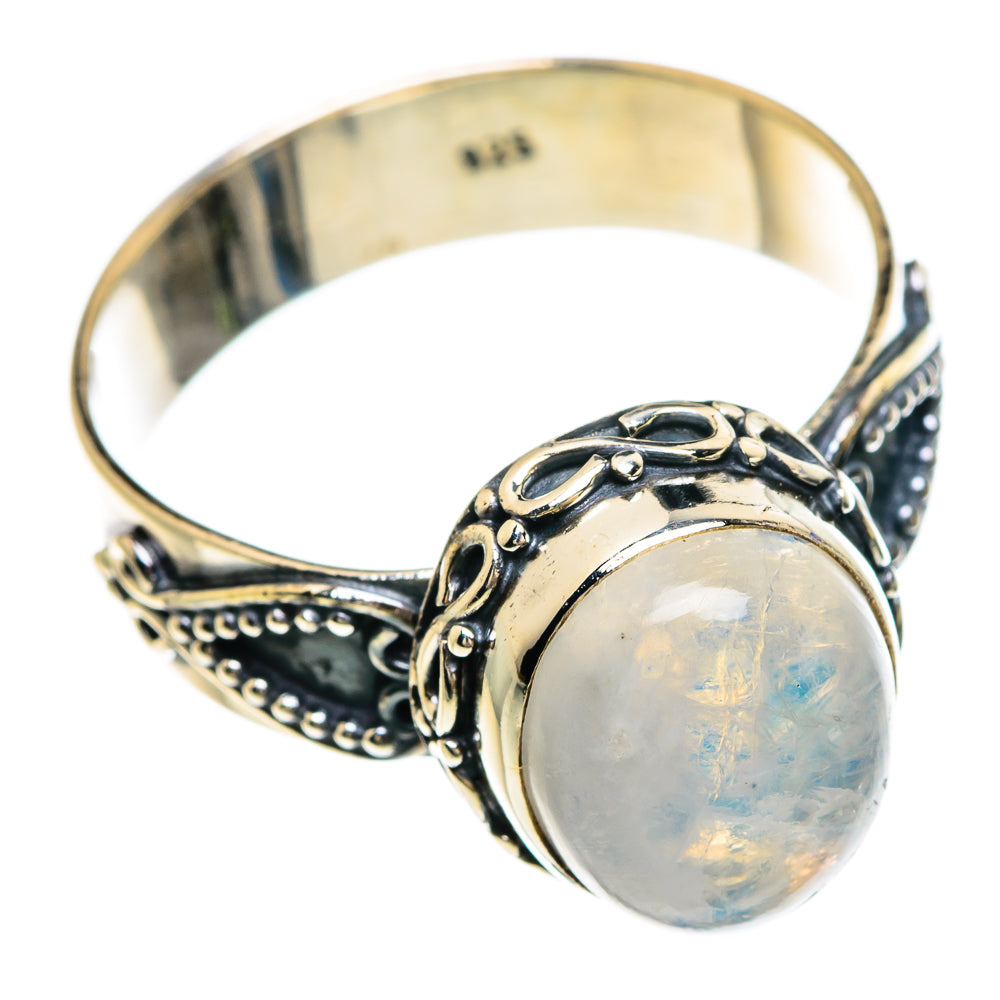 Rainbow Moonstone Rings handcrafted by Anasilvercos - RING84919