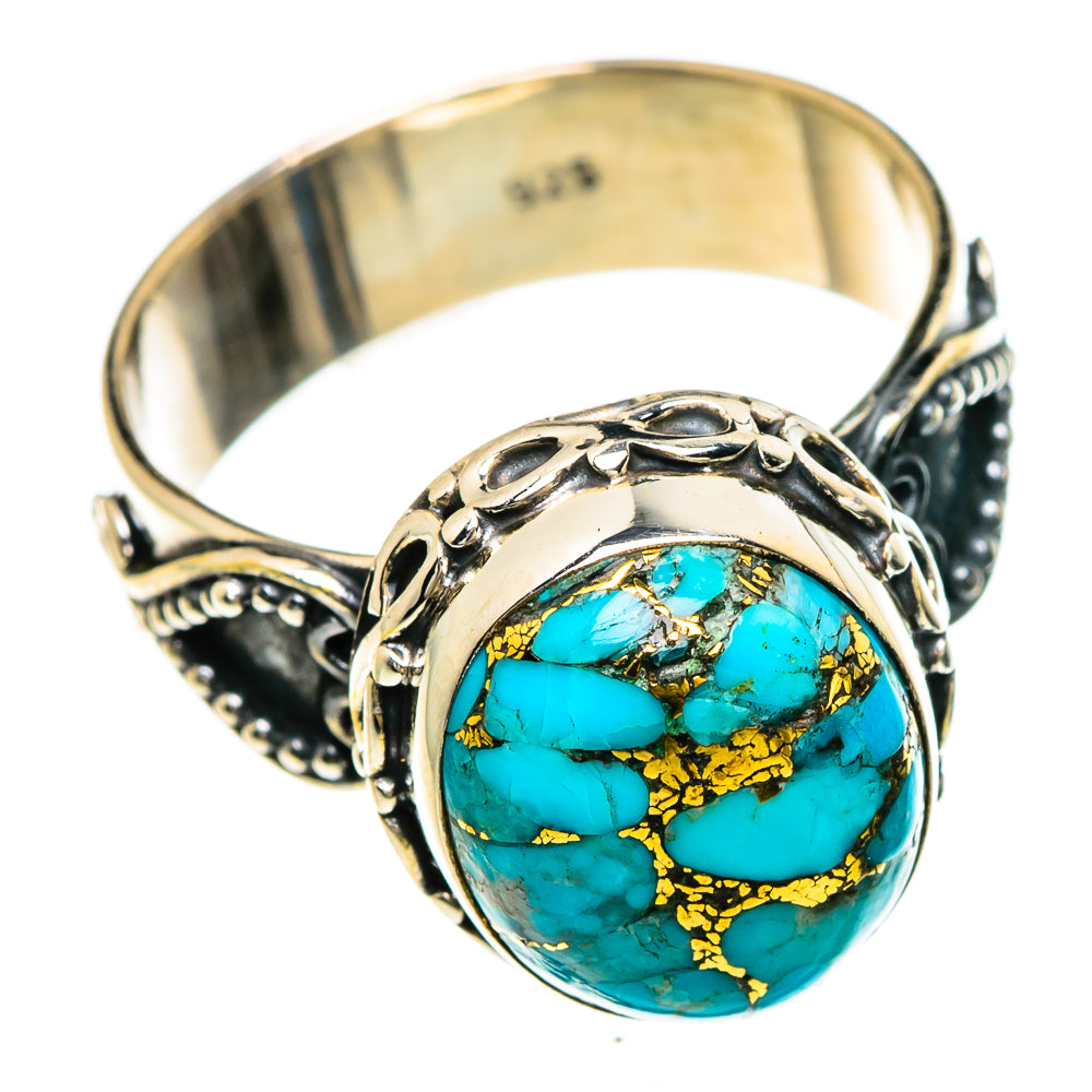 Blue Copper Composite Turquoise Rings handcrafted by Anasilvercos - RING84930