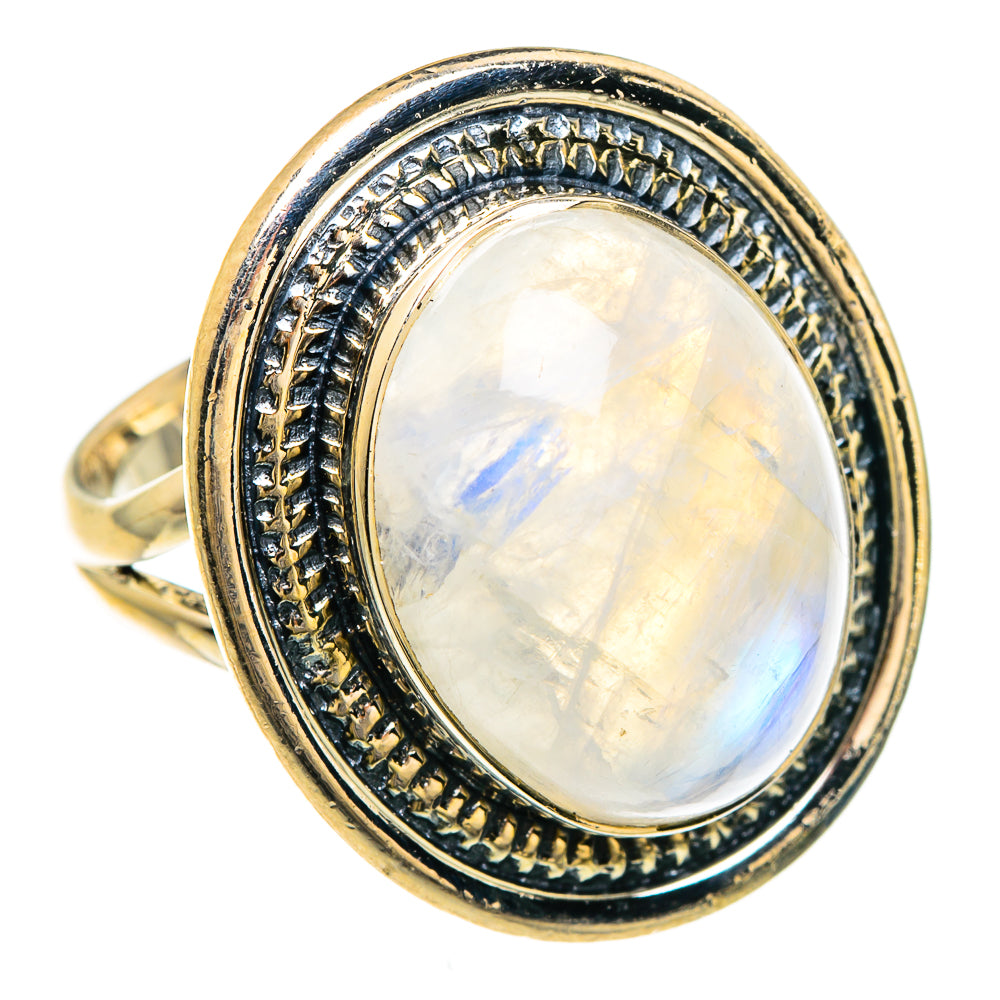 Rainbow Moonstone Rings handcrafted by Anasilvercos - RING85008