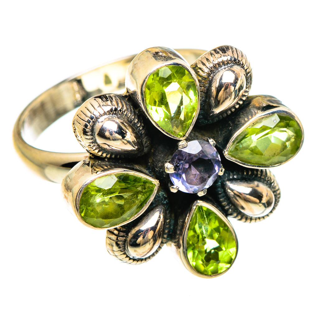 Peridot, White Quartz Rings handcrafted by Anasilvercos - RING85027