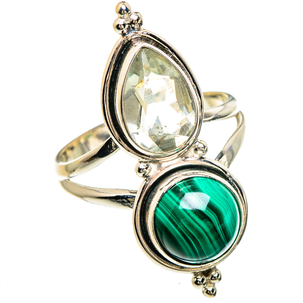 Malachite, White Quartz Rings handcrafted by Anasilvercos - RING85054
