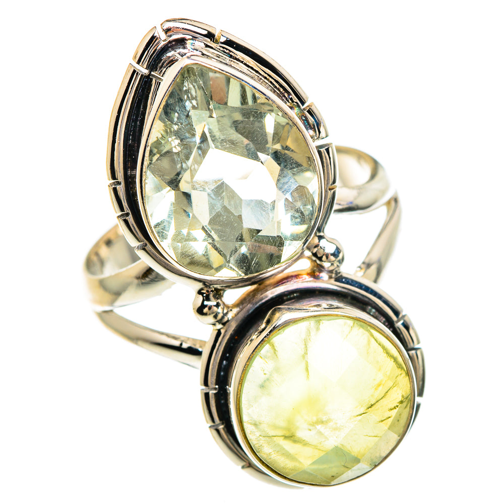 Prehnite, White Quartz Rings handcrafted by Anasilvercos - RING85055